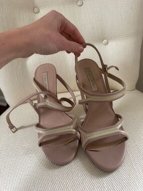 Pura Lopez Blush and Cream Strappy Heeled Sandals